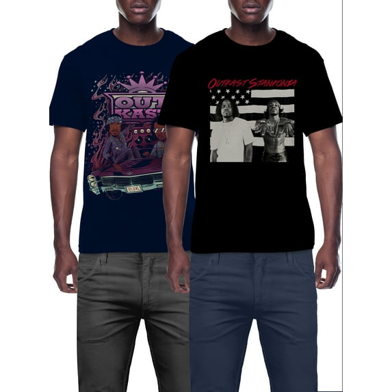 Outkast, Men's & Big Men's Graphic Tee Shirt, Flag Sketched Low, 2-Pack, Sizes S-3XL