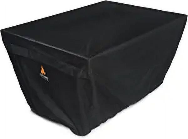 Black Water-Resistant Polyester Fire Table Cover with Mesh Venting