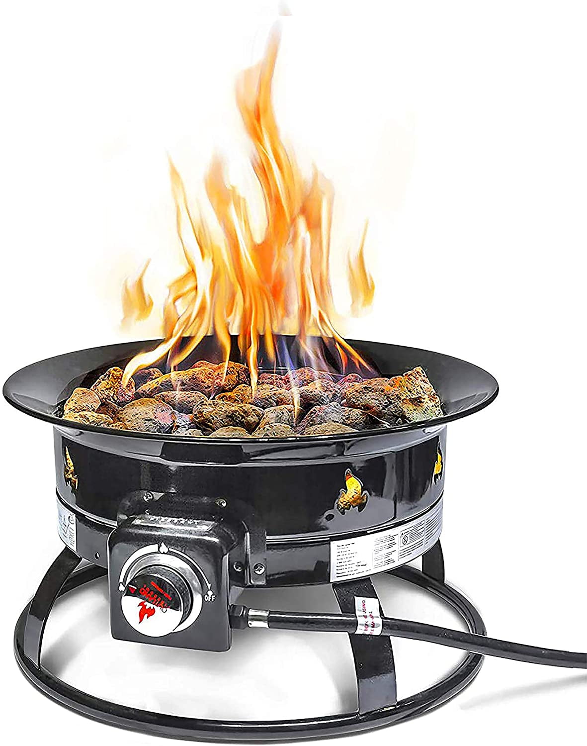 19-Inch Black Steel Round Propane Fire Pit