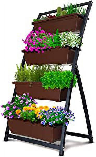Espresso Brown 4-Tier Vertical Garden Planter for Indoor/Outdoor Use