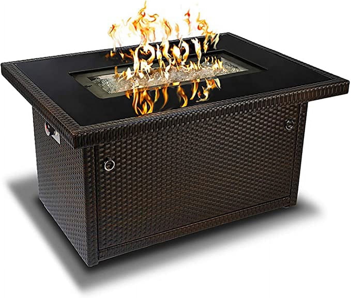 Outland Living Series 403 w/ Soft Cover - Rectangular Fire Pit Table 44-Inch 50,000 BTU Propane Gas for Outdoor Backyard Patio Espresso Brown