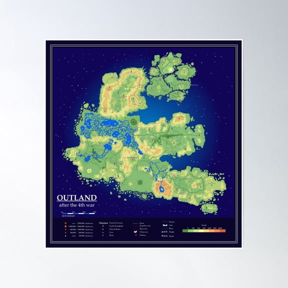 Outland Map Poster Wall Art, Modern Wall Decor, 12x18 UNFRAMED