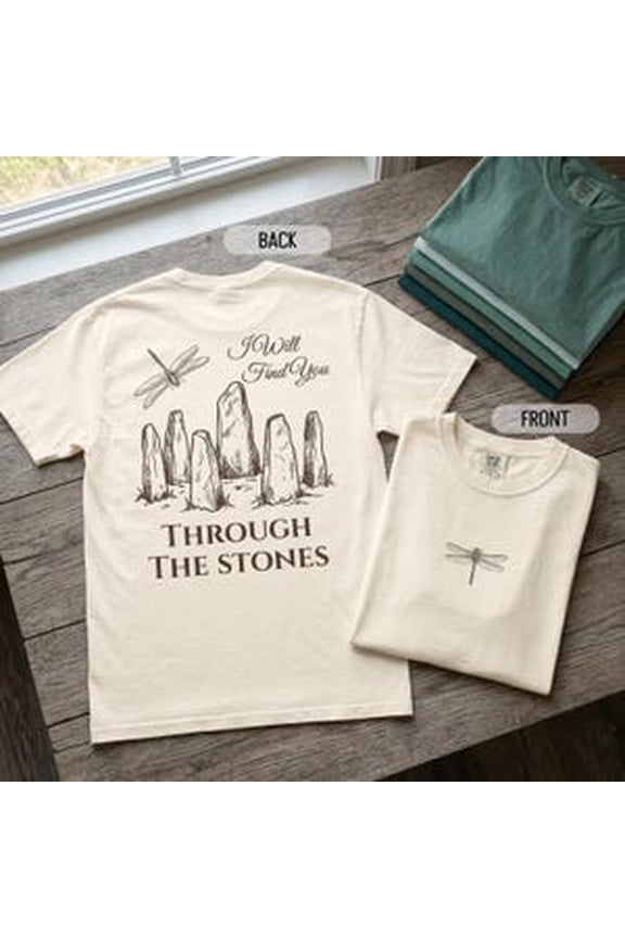 Outlander Craigh na Dun Stones T-Shirt, Dragonfly Sassenach Tee, Comfort Colors 1717