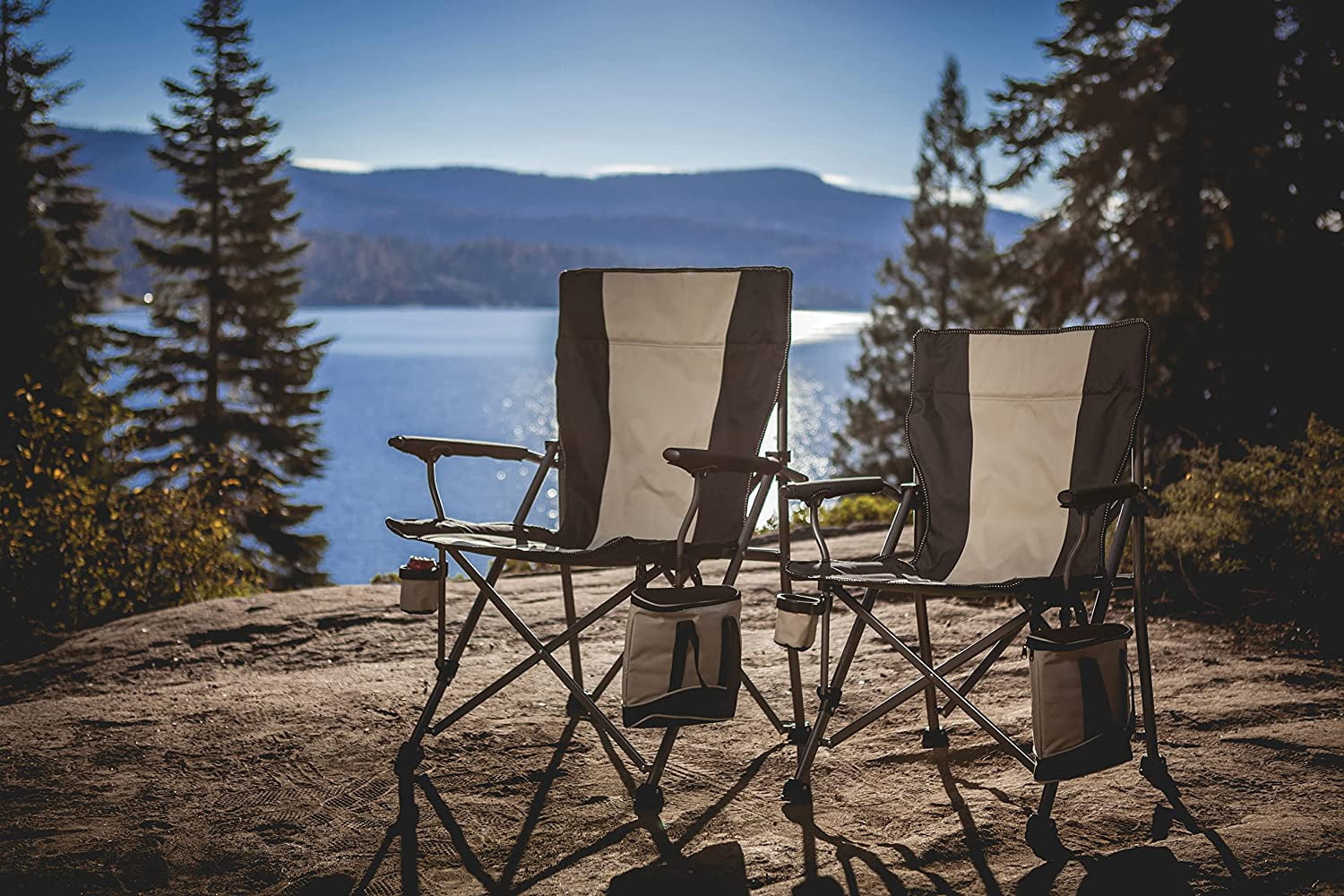 Northroad Oversized Portable Camping Chair, Full Padded Outdoor Folding Chair Support 350 LBS, Heavy Duty Lawn Chair With Cup Holder, Cooler Bag, Lumbar Support, Head Pocket For Adult-Black - View #11