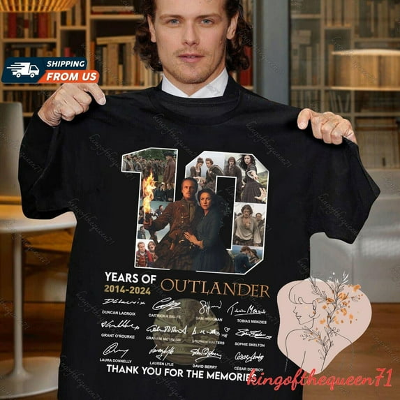Outlander T-Shirt, 10 Years Of Outlander 2014 2024 Signatures Shirt, Lallybroch Shirt, Bookish Tshirt Men Women
