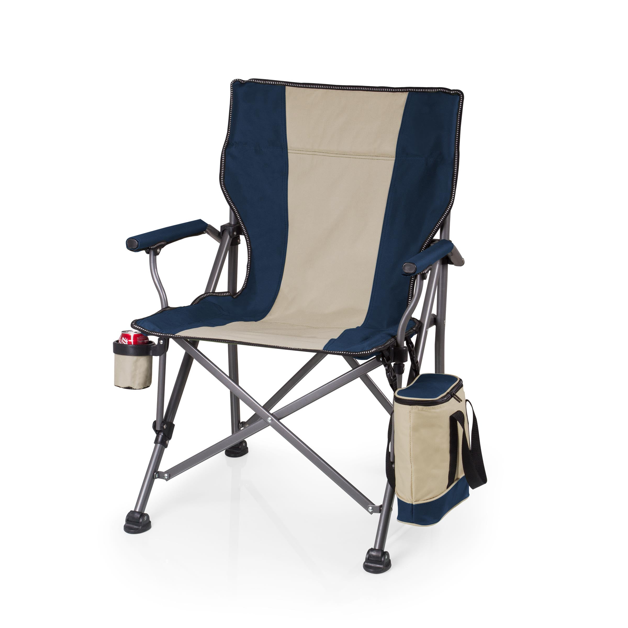 Outlander XL Navy and Beige Folding Camping Chair with Cooler