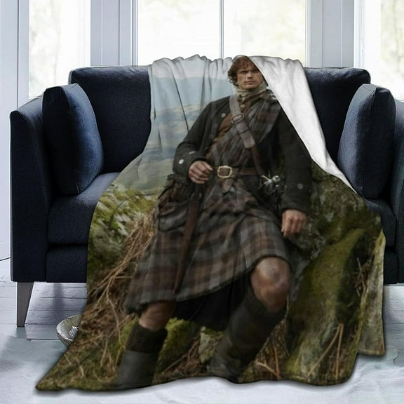 Outlanders Jamie Fraser Blanket Throw Blankets Ultra Soft Flannel Lightweight Throws for Couch, Bed, Plush Fuzzy Flannel Microfiber Warm Thermal Blanket All Seasons Use 50x60, Black