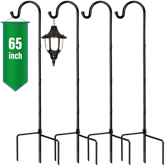 Outlandpro 65'' Bird Feeder Pole 4 Pack Shepherds Hooks for Outdoor