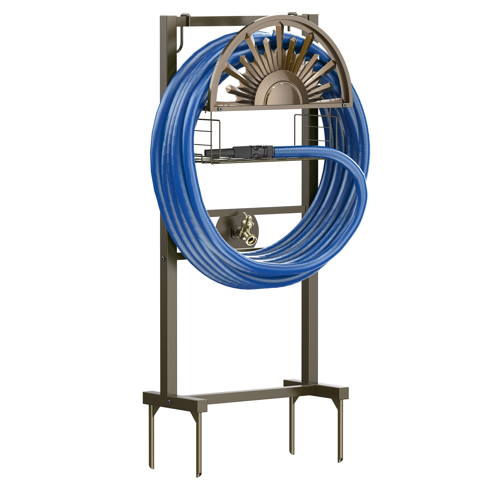 Small Hose Storage Rack Outlandpro Bronze 150Ft Garden Hose Holder, Freestanding, Sturdy Metal ...
