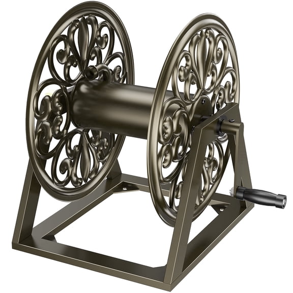 Outlandpro Garden Wall/Floor Mount Hose Reel, Decorative Hose Reel Holds 200-Feet of 5/8-Inch Hose
