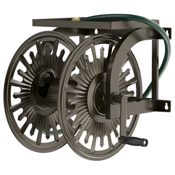 Outlandpro Wall Mounted Garden Hose Reel, Holds 200 ft 5/8-inch Manual Water Hose Winder, Heavy-Duty Steel