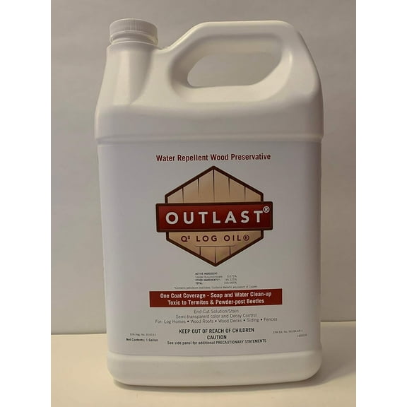 Outlast - Q8 Log Oil Wood Preservative for Decks, Log Homes, End Cuts, & More - Barn Gray - 1 Gallon