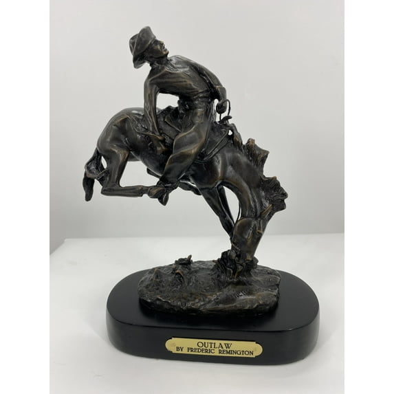 "Outlaw" American Bronze Handmade Sculpture By Frederic Remington medium size 11.5” H x 9"L 5"W