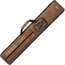 McDermott 2x2 Hard Oval Vinyl Pool Cue Case - Brown, Holds 2 Butts & 2 Shafts, Zippered 2 thumbnail image