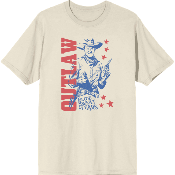 Outlaw Cowboy Adult Natural Crew Neck Short Sleeve Tee-3XL