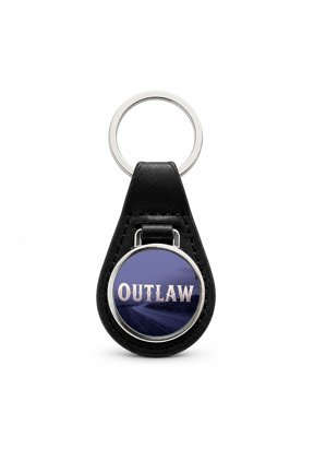 Outlaw Empty Highway Metal Black Leather Keychain