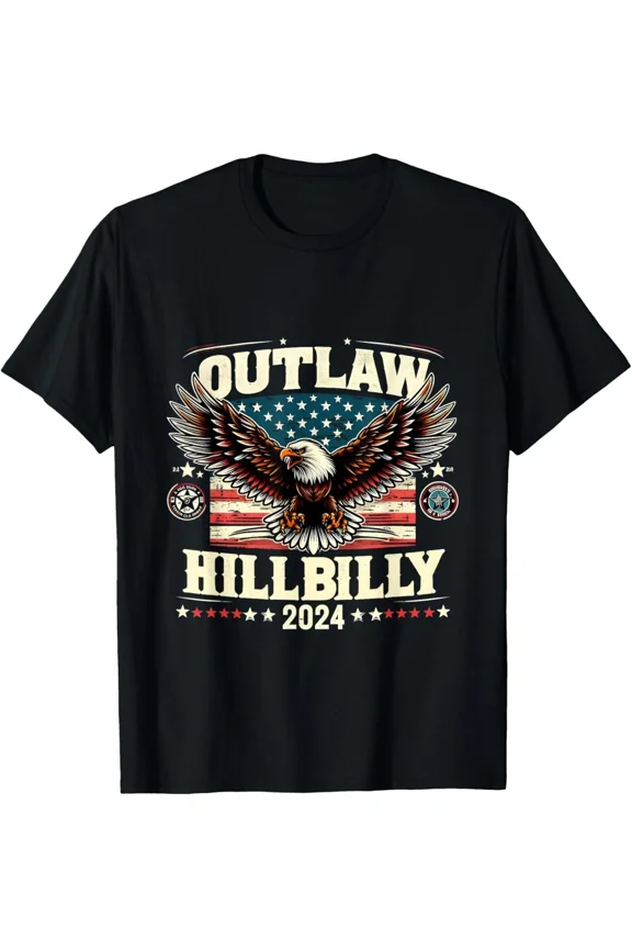 Outlaw Hillbilly 2024 Election Retro Eagle Military Unisex T-Shirt, for men & women, up to size 5XL