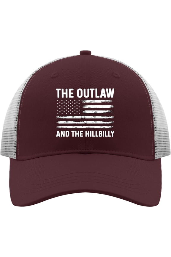 Outlaw Hillbilly 2024 Flag Hat Trucker Hat Men Trendy Mesh Baseball Cap for Summer