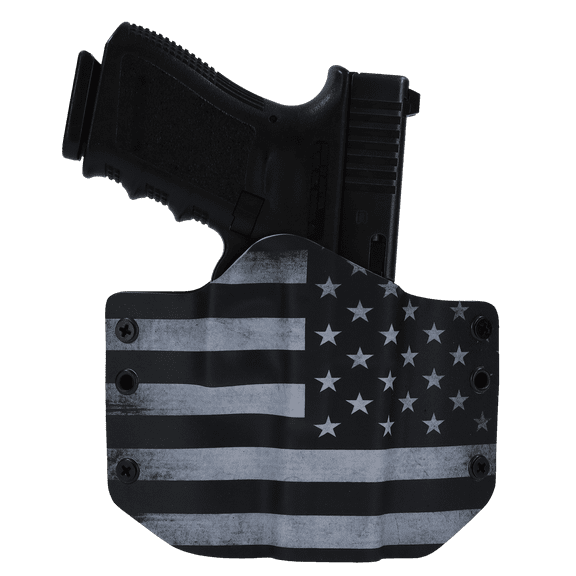 Outlaw Holsters: Black &amp; White USA Flag OWB Kydex Gun Holster for CZ 75 B, Right Handed.