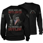 Outlaw Long Sleeve T-Shirt Patriotic Tribute Tee | American Pride Veteran Support Shirt | 100% Cotton Military Apparel
