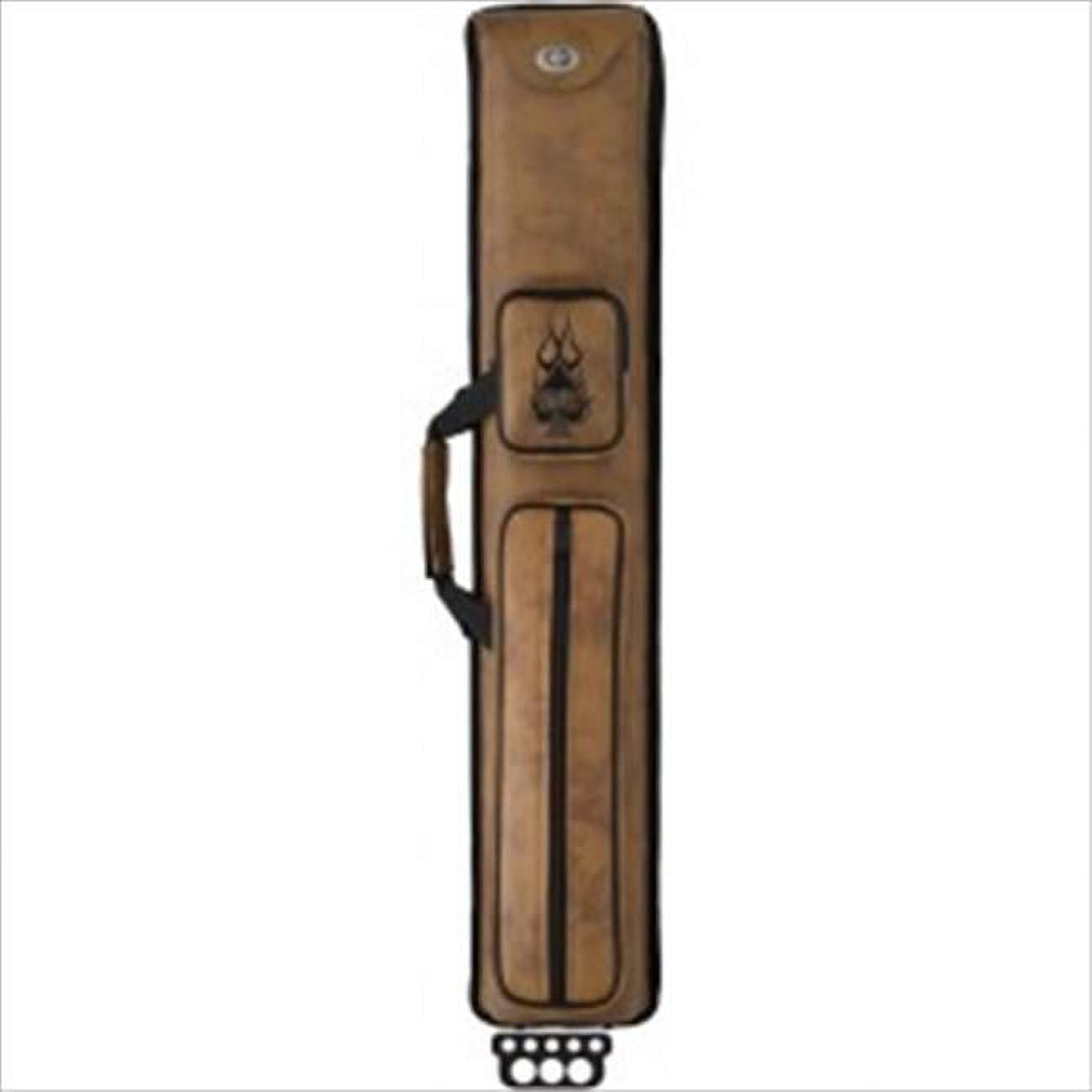Tan Vinyl Hard Pool Cue Case with Flames Design