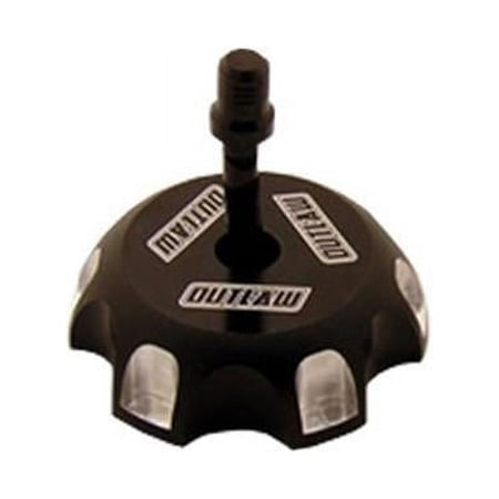 Outlaw Racing 12043 Billet Anodized Gas Fuel Tank Cap With Vent Hose - Black, 1981-2014