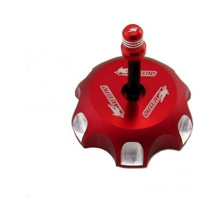 Outlaw Racing 12080 Billet Anodized Gas Fuel Tank Cap With Vent Hose - Red