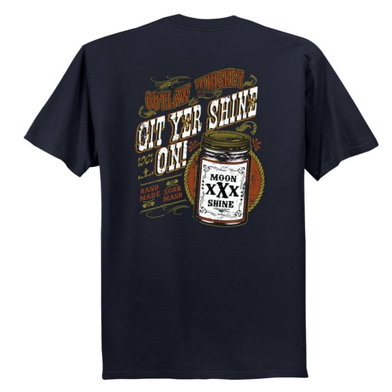 Outlaw Whiskey Get Yer Shine On Short Sleeve T-shirt-Navy-XXL