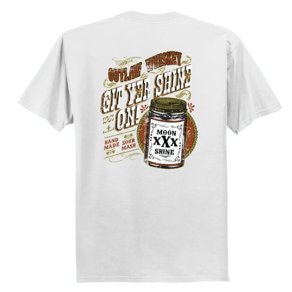 Outlaw Whiskey Get Yer Shine On Short Sleeve T-shirt-White-XXXL
