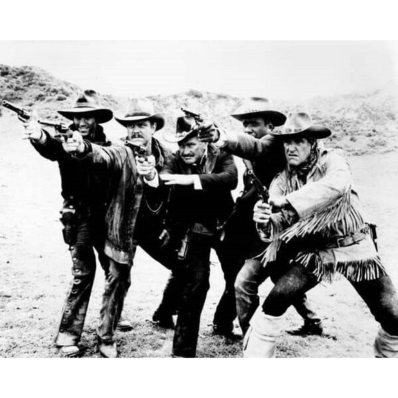 Outlaws 1986 TV Rod Taylor & team take aim Houser Lucking Roundtree Napier 8x10