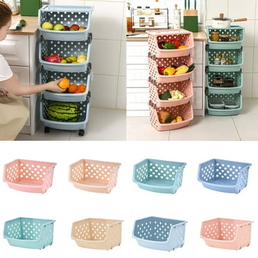 Outlet Clearance! Lusxy Stackable Fruit Vegetable Basket, Large Stackable Storage Bins, Kitchen Countertop Organizer Wire Storage Bin for Potato Onion Tomato Pantry Baskets Cabinet