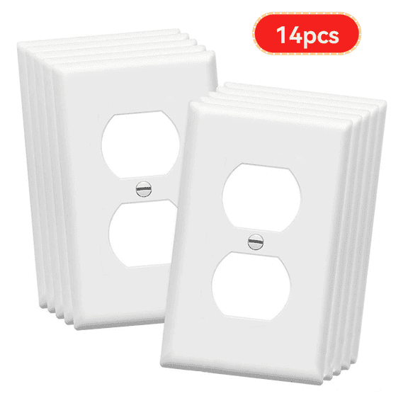 Outlet CoverElectrical Outlet Covers, Duplex Wall Plates Kit, Standard 1-Gang 4.5" x 2.76", Unbreakable Polycarbonate, White 14-Pack