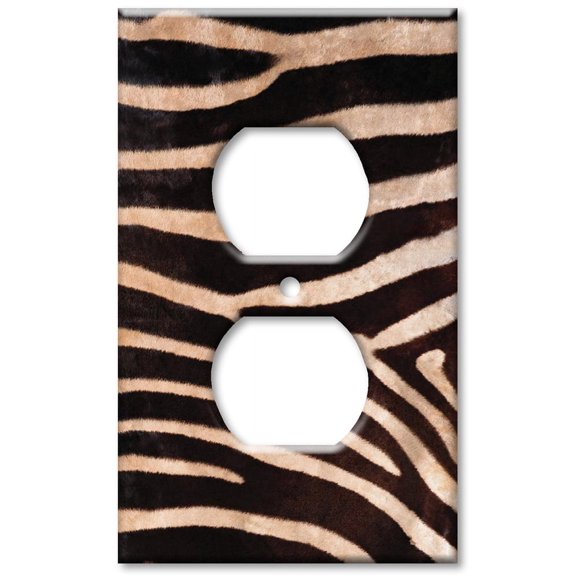 Outlet Cover OVERSIZE Wall Plate - Faux Zebra Fur