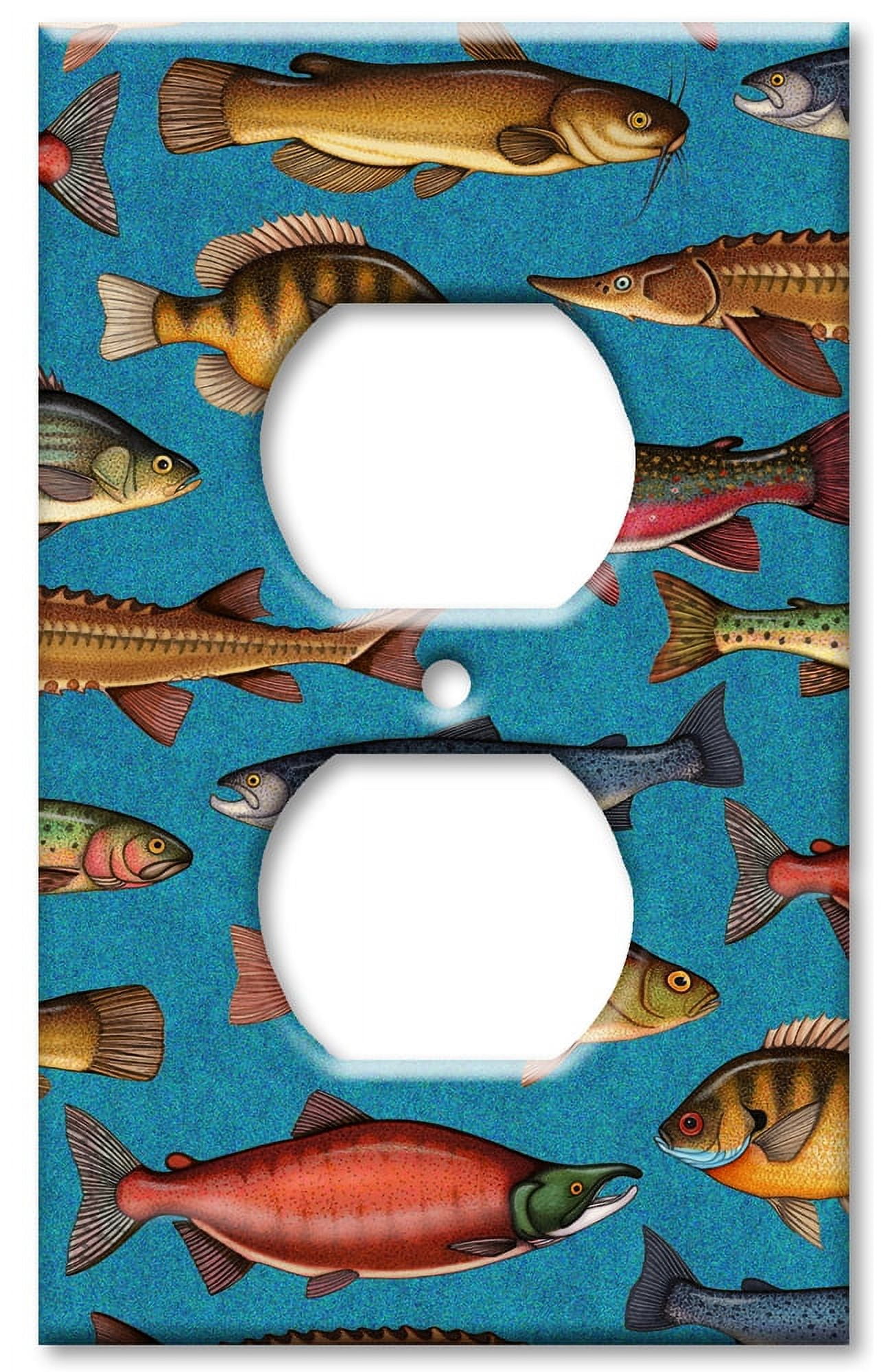 Outlet Cover OVERSIZE Wall Plate - Freshwater Fish