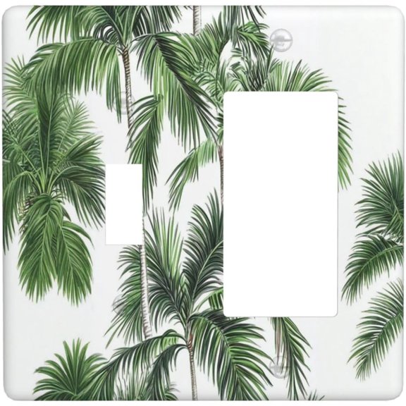 Outlet Covers Palm Trees Tropical Green Plant Palm Leaf 1 Toggle 1 Rocker Combination Decorative Wall Plate Electrical Switch Plates Light Switch Cover Plate For Bed Room Bathroom Decor