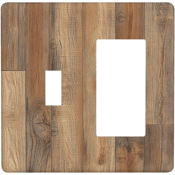 Outlet Covers Retro Rustic Brown Wood Grain 1 Toggle 1 Rocker Combination Decorative Wall Plate Electrical Switch Plates Light Switch Cover Plate For Farmhouse Cabin Decor