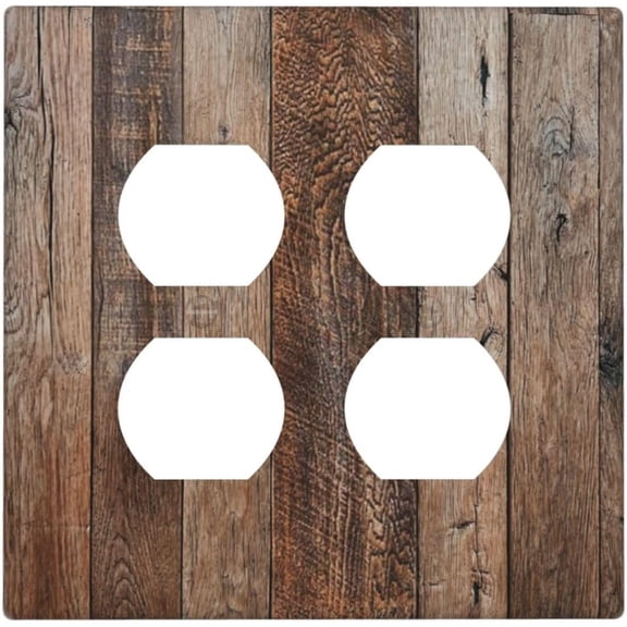 Outlet Covers Rustic Wood Texture Brown Plank Country 2 Gang Double Duplex Decorative Light Switch Covers Electrical Wallplates Socket Faceplate For Farmhouse Cabin Decor