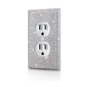 Outlet Covers Silver Shiny Rhinestones Wall Plates Light Switch Cover Plate Decorative Wall Plate Single Toggle Outlets Covers Durable Switch Covers