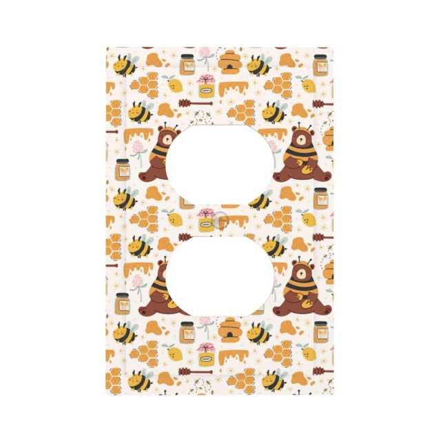 Outlet Covers Wall Plate Cute Bee Honey Jar Hive Bear Wall Plates for