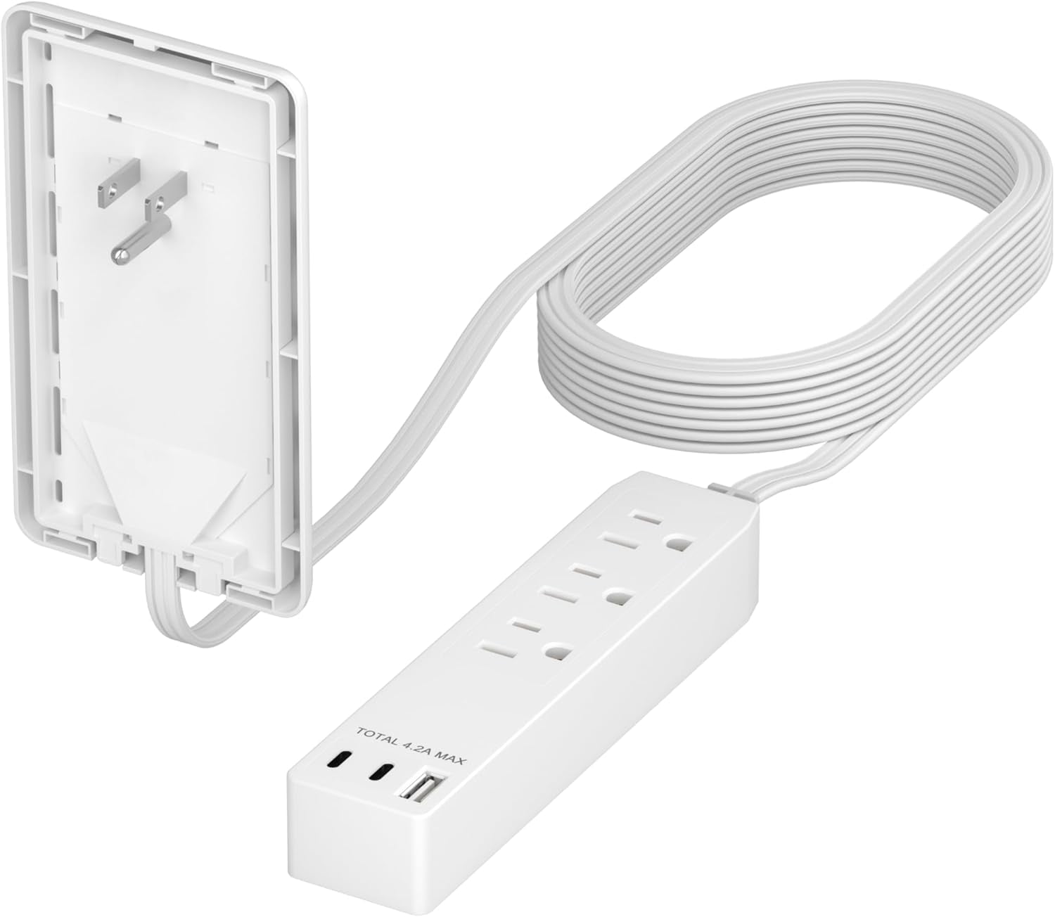 Outlet Extender with 3 Receptacles, 21W Type-A, and 2 Type-C, Port ...