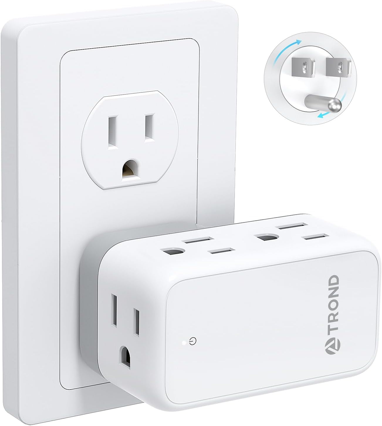 Outlet Extender with 360 Rotating Plug, 6 AC Outlet Splitter, Turn One into Multiple Sideways Plug Adapter, Small Power Extension for Home Office Travel Cruise Ship Essentials