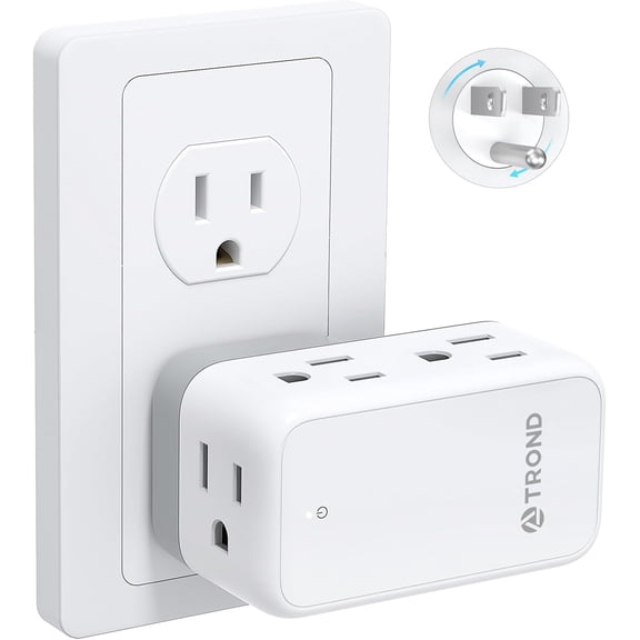 Outlet Extender with 360 Rotating Plug, 6 AC Splitter, Turn One into Multiple Sideways Plug Adapter, Small Power Extension for Home Office Travel Cruise Ship Essentials