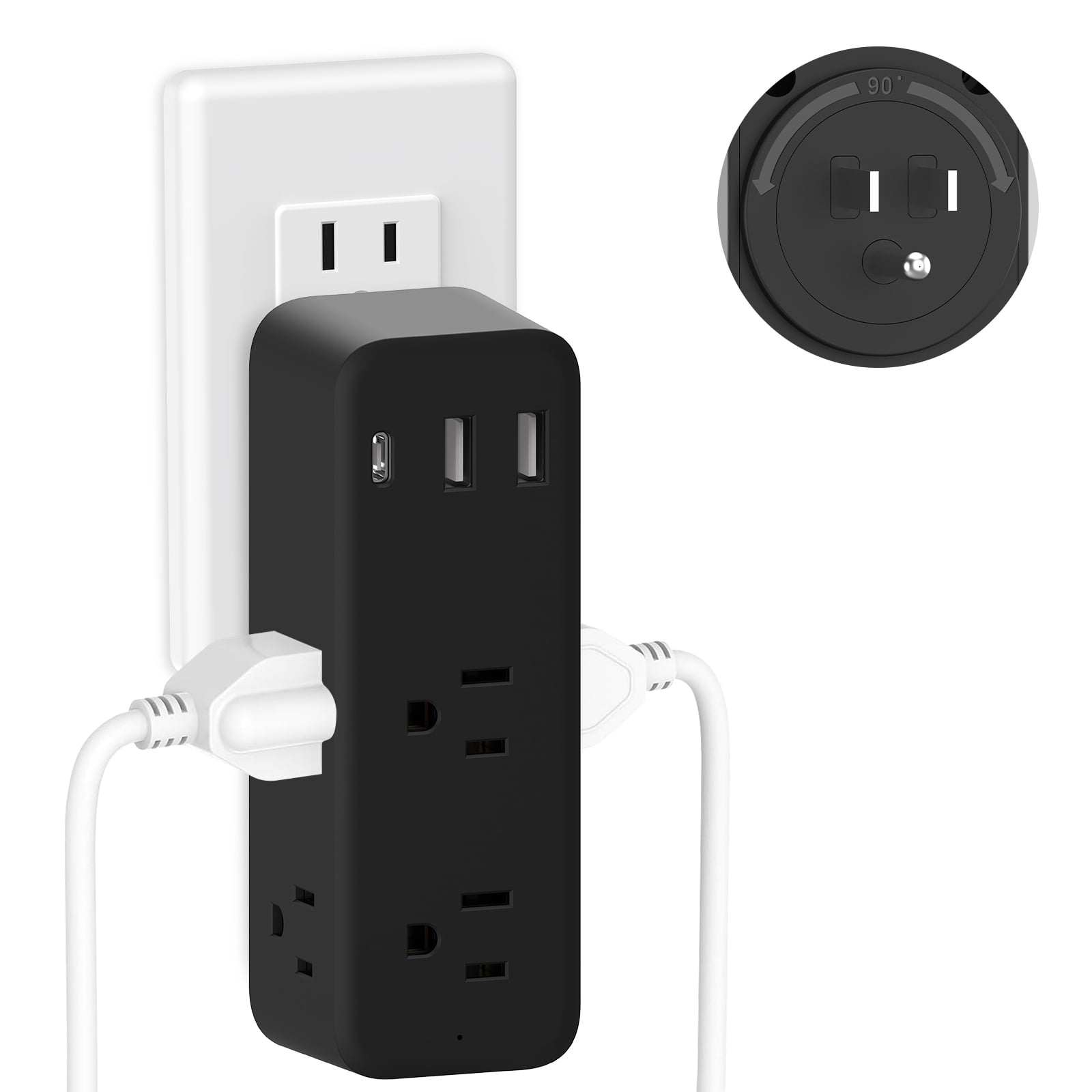 Surge Protector Outlet Extender - with Rotating Plug, 6 AC Multi Plug ...