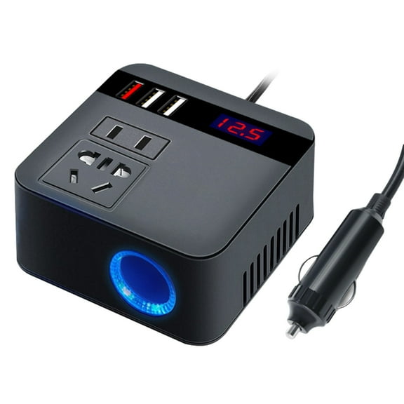 Outlet Extender Car Inverter 150W Peak 12V/24V To 110V LED Display Sockets Power Inverter Adaptor Fast Charging