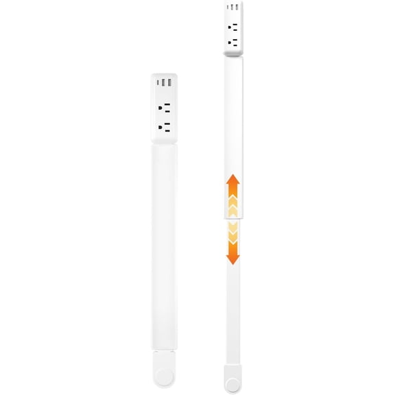 Outlet Extender Stick 22"-34" with 2 AC Outlets & USB-A,USB-C Ports,180?Rotating Wall Plug Socket Access Hard-to-Reach Extension Cord Extender Behind Nightstand,Sofa (1 Pack)