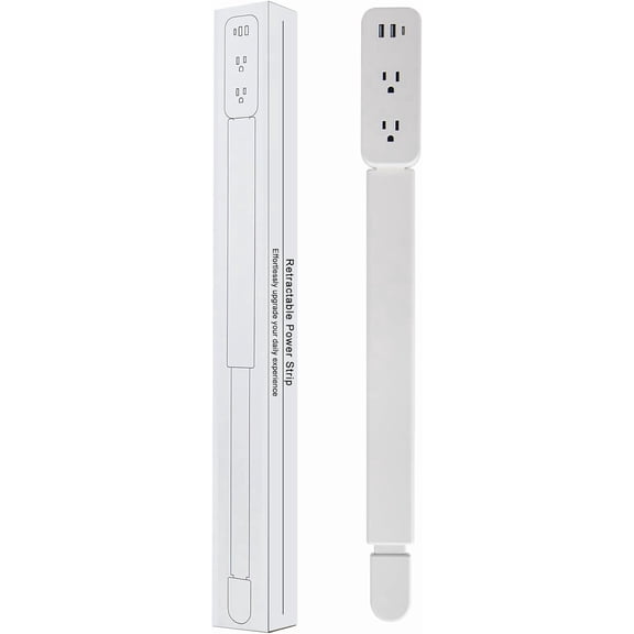 Outlet Extender Stick - Features USB-A, USB-C and 2 AC Outlets, Extends 22"-34", Rotates 180 Access Hard-to-Reach Wall Plug Power Socket Expander Nightstands, Sofa, Desks More