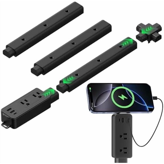 Outlet Extender Stick Features USB-C and 2 USB-A Ports, 2 AC Outlets, Extends 8"-36" Wall Plug Power Socket Expander 360 Access Hard-to-Reach Outlets for Behind Couches Nightstands Desks
