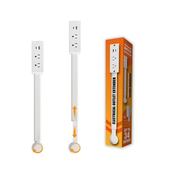 Outlet Extender Stick Rotating Outlet Features USB-A, USB-C, and 2 Ac Outlets 180° Swivel Rotating Outlet for Behind Couches Space-Saving Outlet Extender for Home/Dorm(1pc)