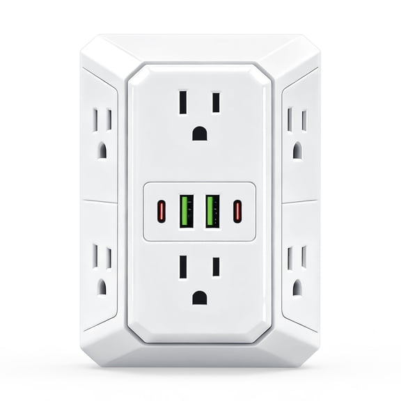 Outlet Extender Surge Protector - 6 Outlet Splitter with 4 USB Ports (2 USB C), Multiple Plug Expander Wall Charger, 3 Sided Multi Plug Wall Adapter Power Strip for Home Office Kitchen Travel