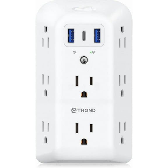 Outlet Extender Surge Protector, 8 Outlet Splitter with 3 USB Ports(1 USB C), 1440J Electric Plug Multiplier, Multi Plug with ON/OFF, 3 Way Multiple Wall Extension Adapter for Home School Office